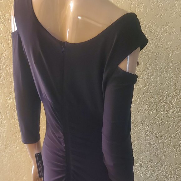 Long black, cold shoulder R& M Richards evening dress. Size 12. NWT. - Picture 5 of 8
